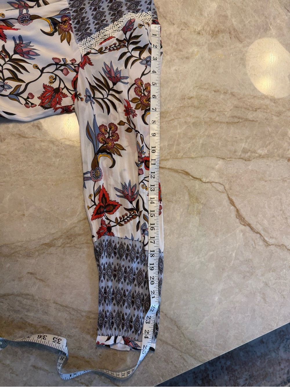 LOFT White Floral Boho floral blouse with Red & Olive Accents - Picture 8 of 8